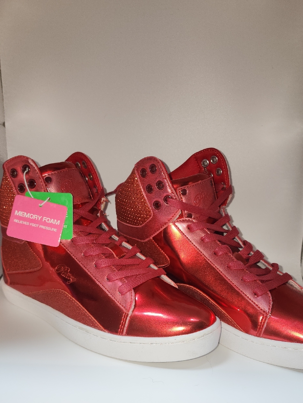 Pastry Brand Size 11 Women's Metallic Red High-Top Sneakers with Memory Foam